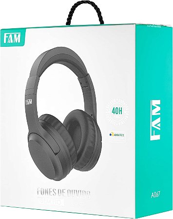 FONE SEM FIO BLUETOOTH FAM - SUPER CONFORTAVEL 40H DE DURACAO - (A067)