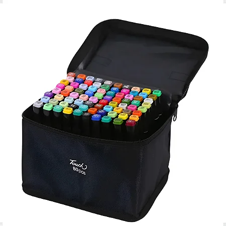 KIT CANETAS DE COLORIR PONTA DUPLA - 80 CORES