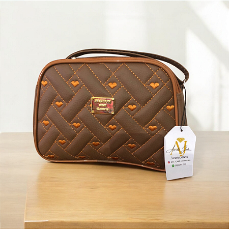 Bolsa Zaia Transversal Marrom com Bordado
