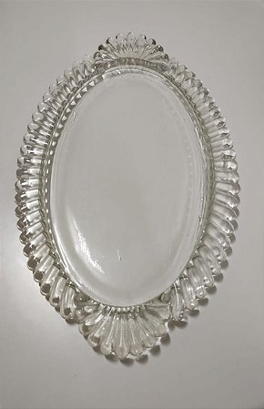 Bandeja Travessa Oval de Vidro Grosso Anos 70