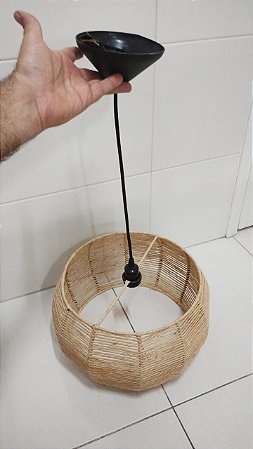 Lustre Pendente Luminária de Teto em Sisal
