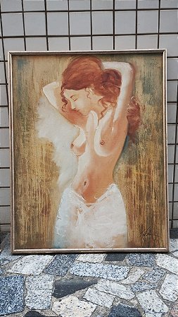 Quadro Pintado a Mão Mulher Semi Nua