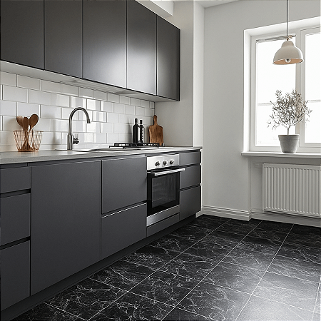 Piso Vinilico Auto-colante Chão Caixa 5m² - Marmo Black