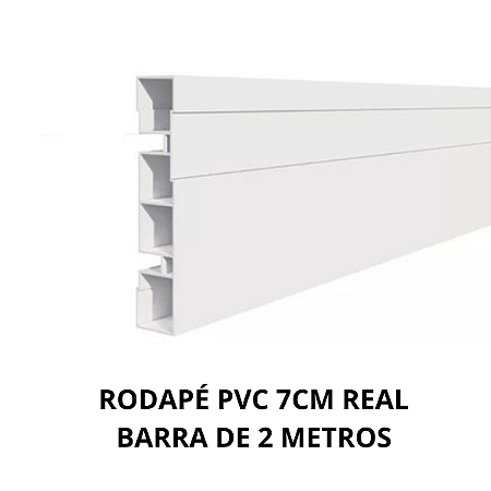Rodapé de Pvc 7cm Barra de 2 Metros Real Pvc - Branco Neve