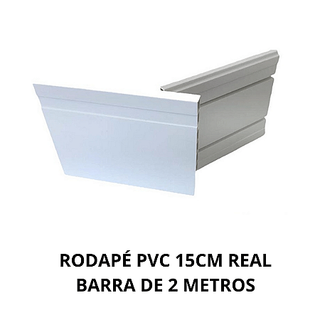 Rodapé de Pvc 15cm Barra de 2 M Real Pvc - Branco Neve