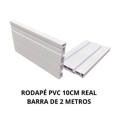 Rodapé de Pvc 10cm Barra de 2 Metros Real Pvc - Branco Neve