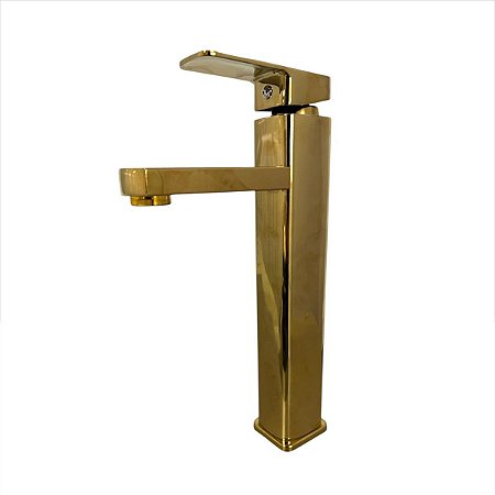 Torneira Banheiro Lavabo Misturador Monocomando Alta - Dourado