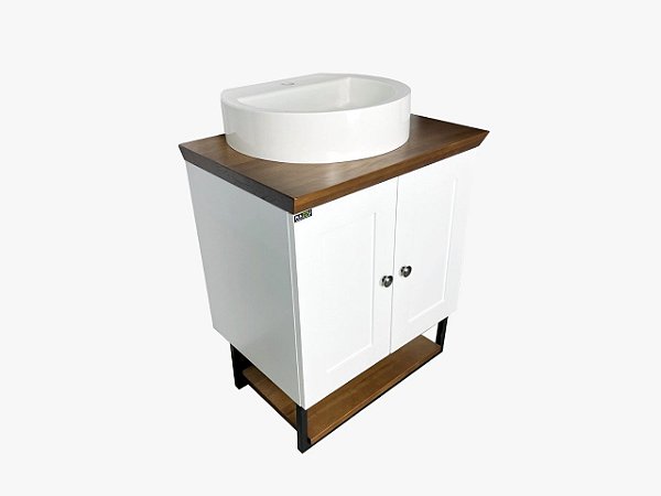 Gabinete Banheiro Nordic 60cm Parte Baixo com Cuba - Branco