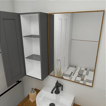 Espelheira Completa Nordic Mazzu - Grafite/Ipe