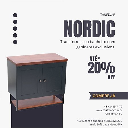 Gabinete Banheiro Nordic 80cm Parte Baixo Sem Cuba - Petroleo