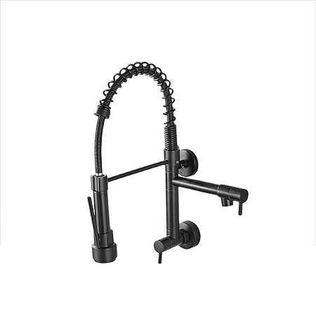 Torneira Gourmet 40cm Cozinha Flexível Fria Parede - Preto