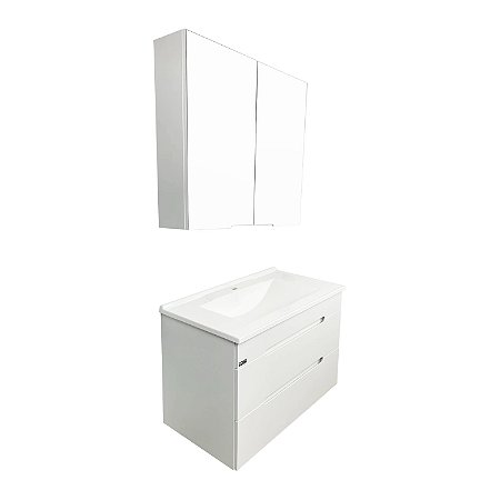 Gabinete para Banheiro Jazz 80cm Mazzu Completo - Branco