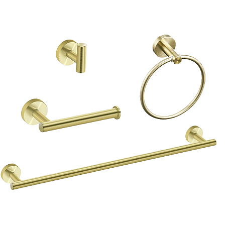 Kit Acessórios de Banheiro 4 Peças Gold B1011g - Dourado Fosco