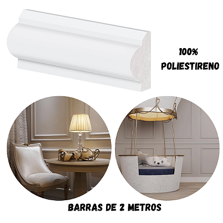 Rodameio Boiserie Moldura Poliestireno 3cm Barra de 2 Metros