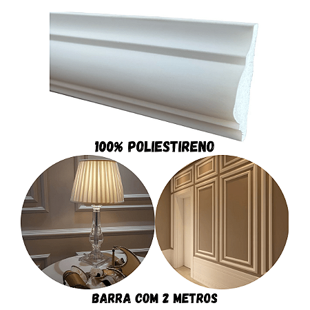 Rodameio Boiserie Moldura Poliestireno 6cm Barra de 2 Metros