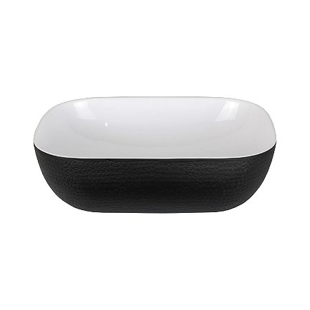 Cuba Bicolore Oval Textura 45x31cm Mazzu - Branco/Preto