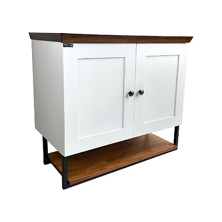 Gabinete Banheiro Nordic Branco 80cm Parte Baixo Sem Cuba