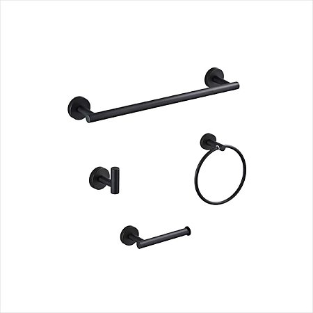 Kit Banheiro Acessórios 4 Peças Inox - Preto Fosco