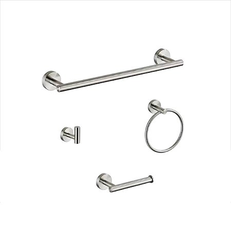 Kit Banheiro Acessórios 4 Peças Inox - Escovado