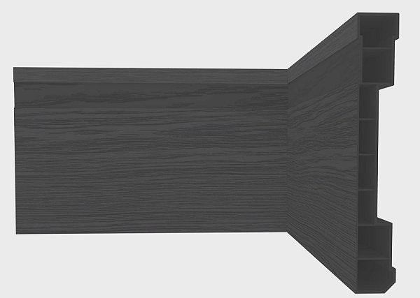 Rodapé de Pvc Plasbil Nobre 10cm Barra 2,4m - Preto Relevo