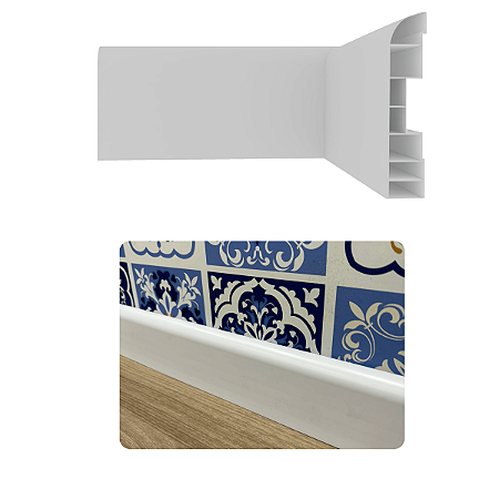 Rodapé Boleado Liso de Pvc Plasbil 7cm Barra 2,4m - Branco