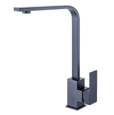 Torneira Monocomando Cozinha Alta Black F1028b Quadrada - Preto
