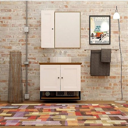 Espelheira Completa Nordic Mazzu - Branco/Ipe