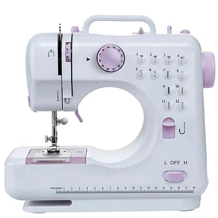 Máquina de Costura Portátil 12 Pontos para Tecidos Leves e Médios Bivolt