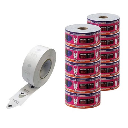 Kit 10 Rolos C/ 2000 Senhas Numeradas 000-999 P/ Dispenser Senha