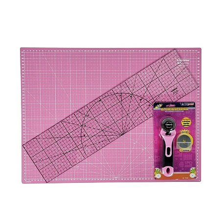 Kit Iniciante Base De Corte 60X45 Régua 15x60 Cortador 45mm