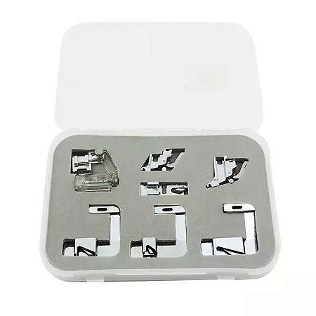 Kit de Pé Sapatas e Calcadores para Barra, Bainha e Viés CY007 7 Peças