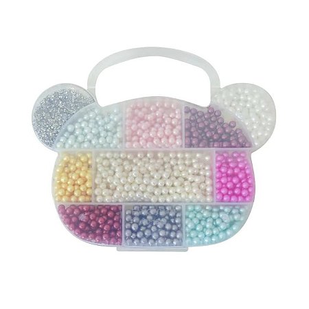 Kit Estojo Pérolas Completas ABS 6mm 10 Cores 1100 Peças