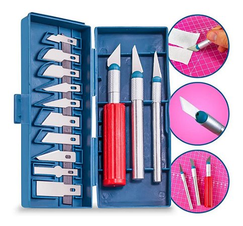 Kit Estilete Precisão Tipo Bisturi Para Cortes Precisos em Patchwork Scrapbook Artesanato