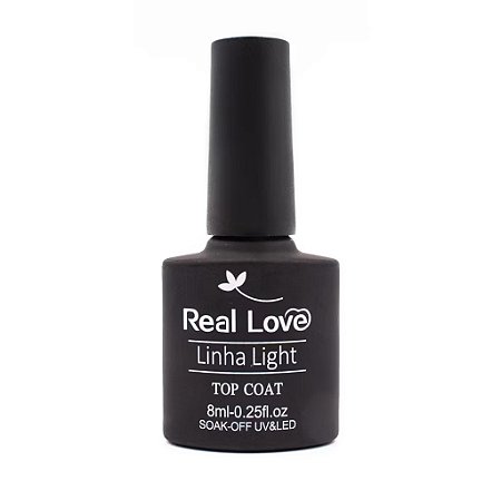 ￼Top Coat Real Love Linha Light 8ml Selante Alto Brilho e Fina Cobertura