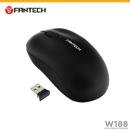 Mouse Sem Fio Fantech Forma Confortável W188 Preto 1200DPI