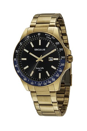 Relógio Masculino Seculus Esportivo Dourado 44043GPSVDA2
