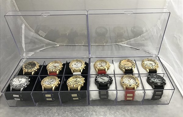 Kit 6 Relógios Masculinos Pulseira Em Silicone Elegante + Caixa Acrilica RM2