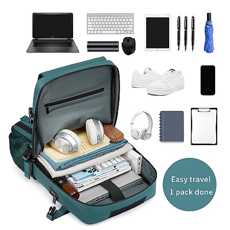 Mochila de viagem feminina, mochila impermeável para laptop de negócios de 16 po