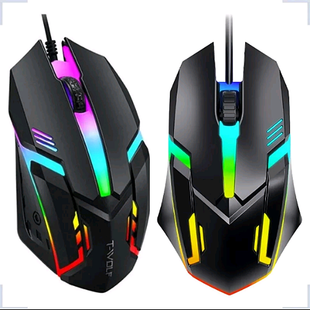 Mouse Usb Gamer T-wolf V1 Colorido RBG Ultra-Leve