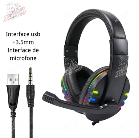 Headset Fone Gamer led rgb com microfone USB F-8026 Headphone iluminado