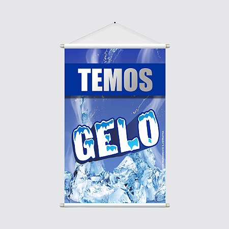Banner Vertical Promocional 40x60cm - TEMOS GELO - Ideal para Mercearia, Conveniência e Bebidas