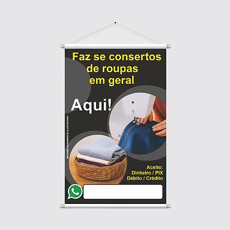 Banner Vertical 40x60cm - FAZ-SE CONSERTOS DE ROUPAS em Geral - Costureira e Reparos Rápidos
