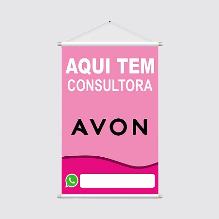 Banner Vertical 40x60cm - AQUI TEM CONSULTORA AVON - Revendedora de Cosméticos e Maquiagem - WhatsApp