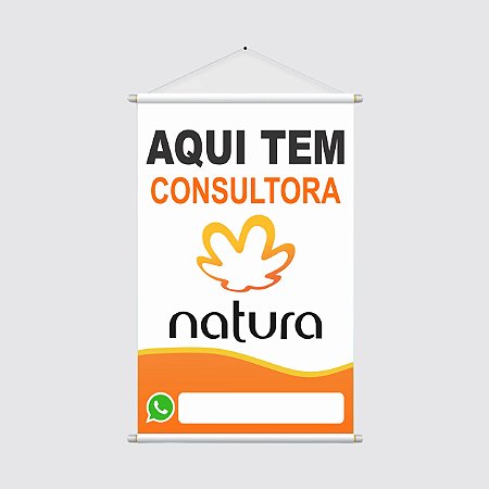 Banner Vertical 40x60cm - AQUI TEM CONSULTORA NATURA - Revendedora de Cosméticos e Perfumes - WhatsApp