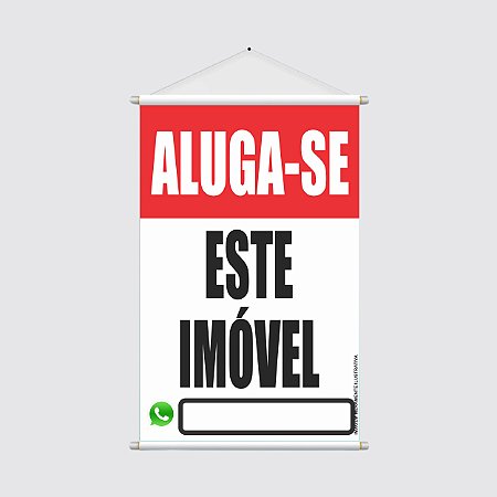 Placa Banner "ALUGA-SE ESTE IMÓVEL" - 40x60cm com Ícone e Espaço para Contato WhatsApp