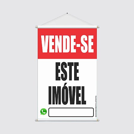Placa Banner "VENDE-SE ESTE IMÓVEL" - 40x60cm com Ícone e Espaço para Contato WhatsApp