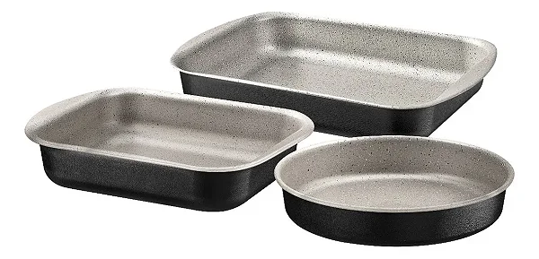 Jogo de Assadeiras Tramontina Starflon Max 3 peças Preto