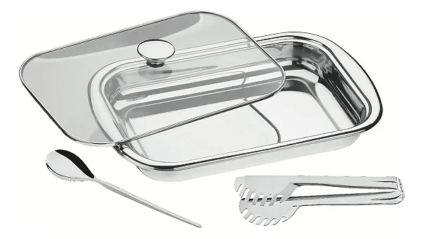 Kit Assadeira Tramontina 3 Peças Aço Inox Com Tampa
