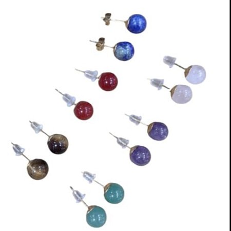 Brinco em pedra redonda - par