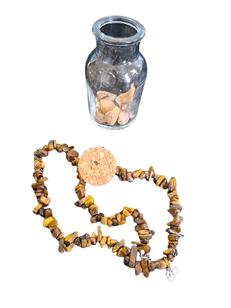 COLAR DE OLHO DE TIGRE COM GARRAFA PURIFICADORA